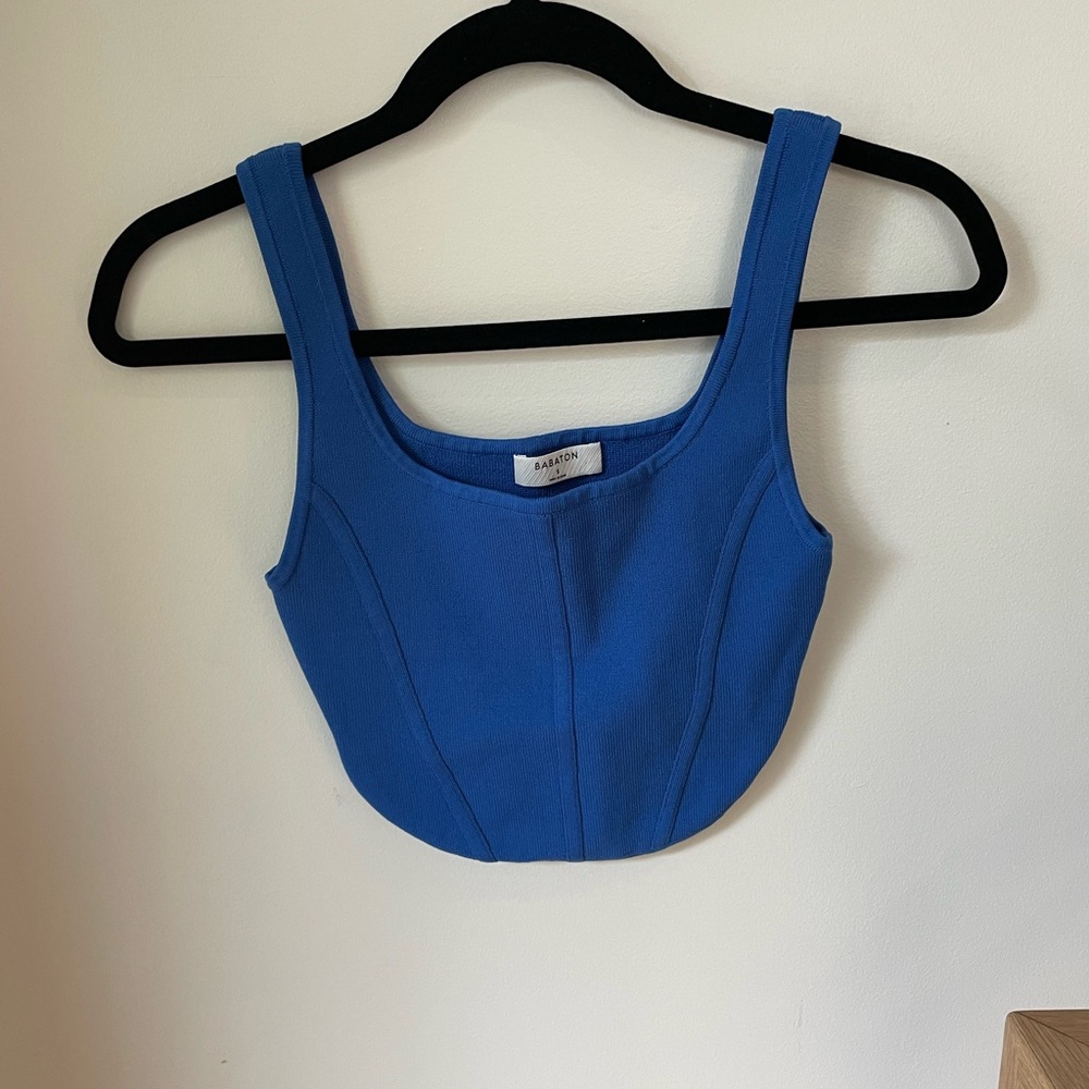 Artizia Babaton Cobalt Ribbed Crop Tank